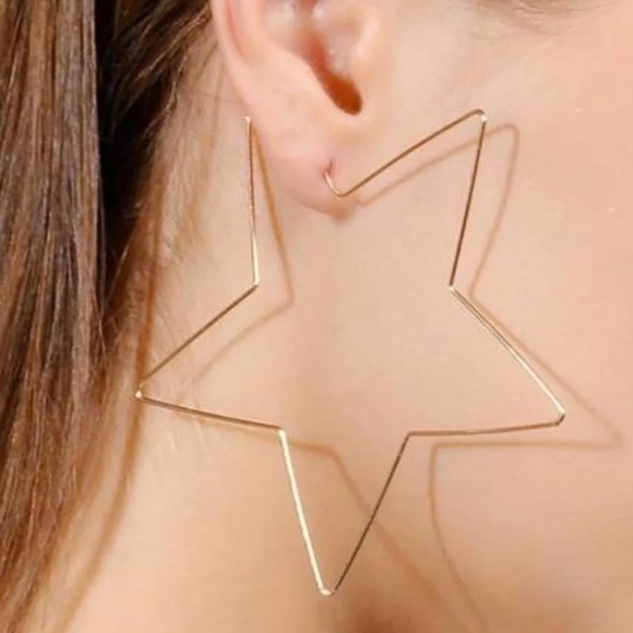 Pawsitively Posh Jewelry - {DANICA} gold star hollow hoop earrings
